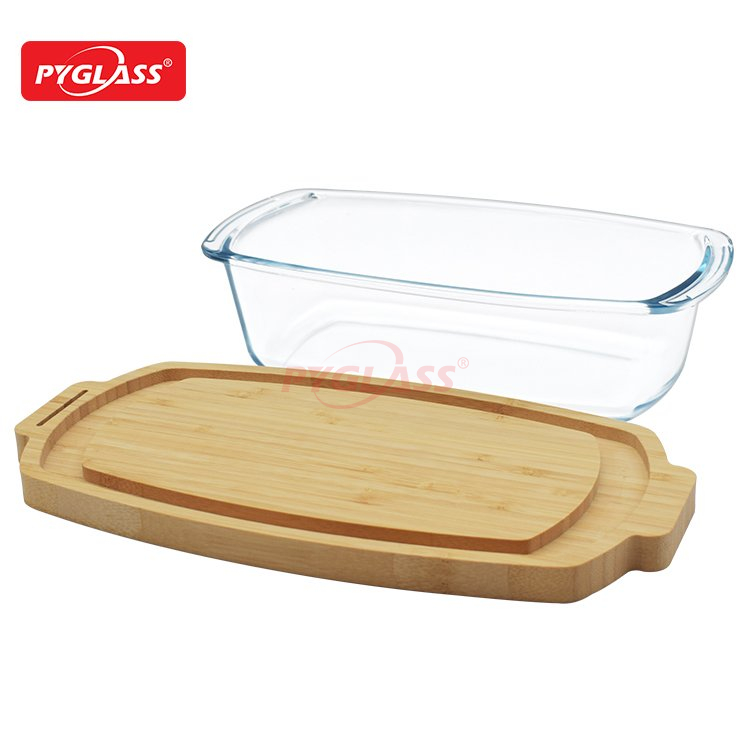 Glass Loaf Pan with Bamboo lid Buy, Rectangle glass bakeware, Glass